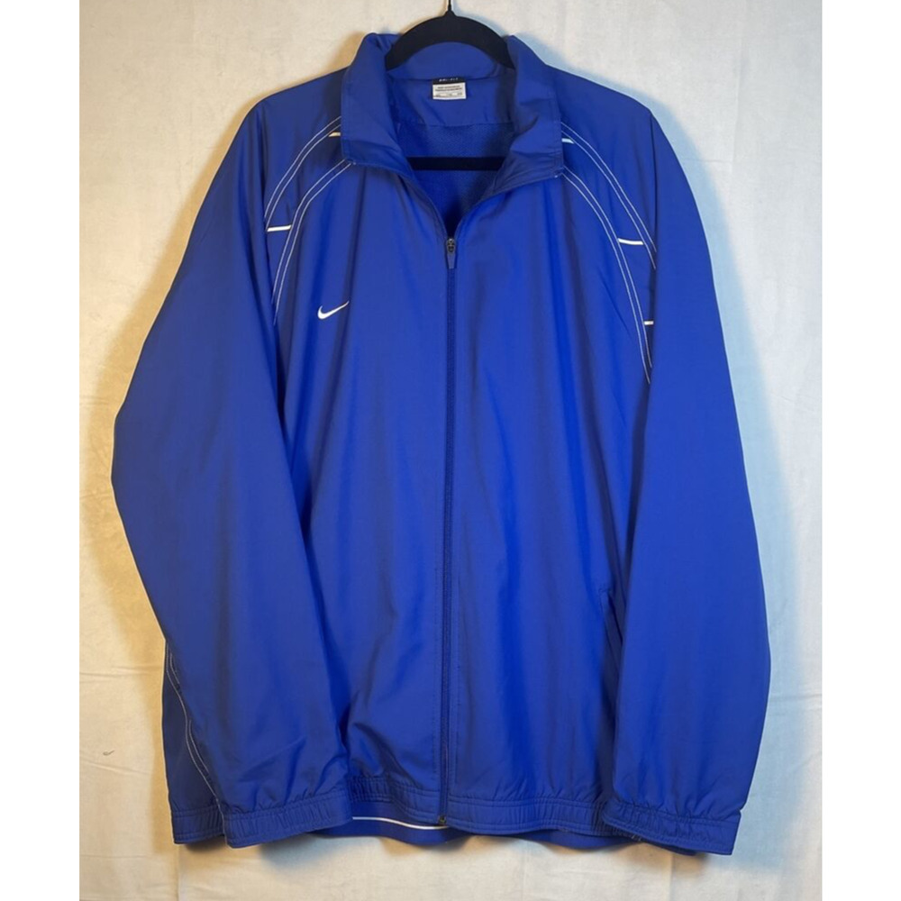 Nike Men's Dri-Fit Full Zip Blue Windbreaker‎ Jacket Size XXL